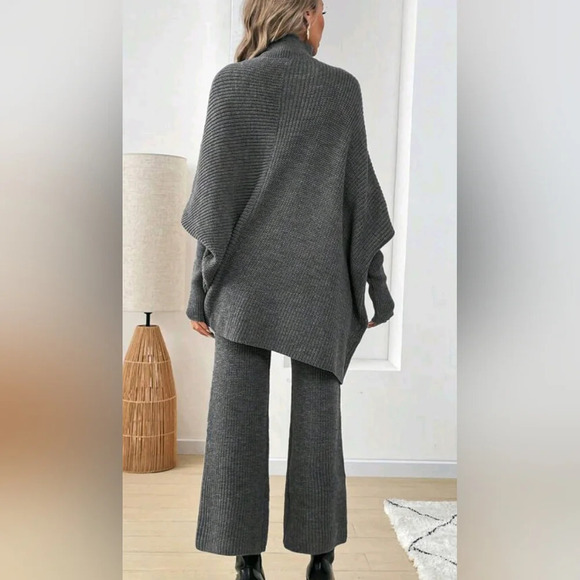 Women's Solid Minimalist Half Turtleneck Sweater And Pants 2pcs S - Picture 2 of 3